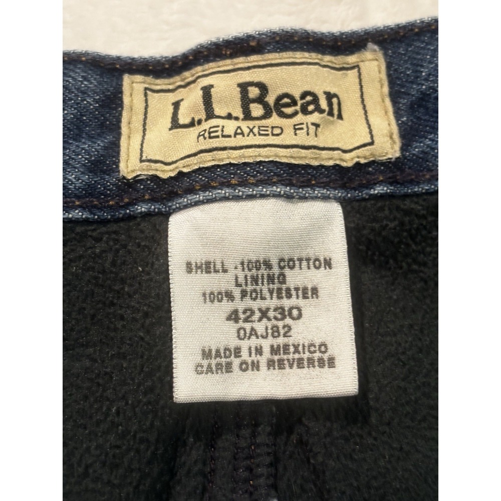 L.L. Bean Fleece Lined‎ Men's 42/29.5 Relaxed Fit Jeans Heavy Duty Denim Raw Hem - Picture 4 of 13
